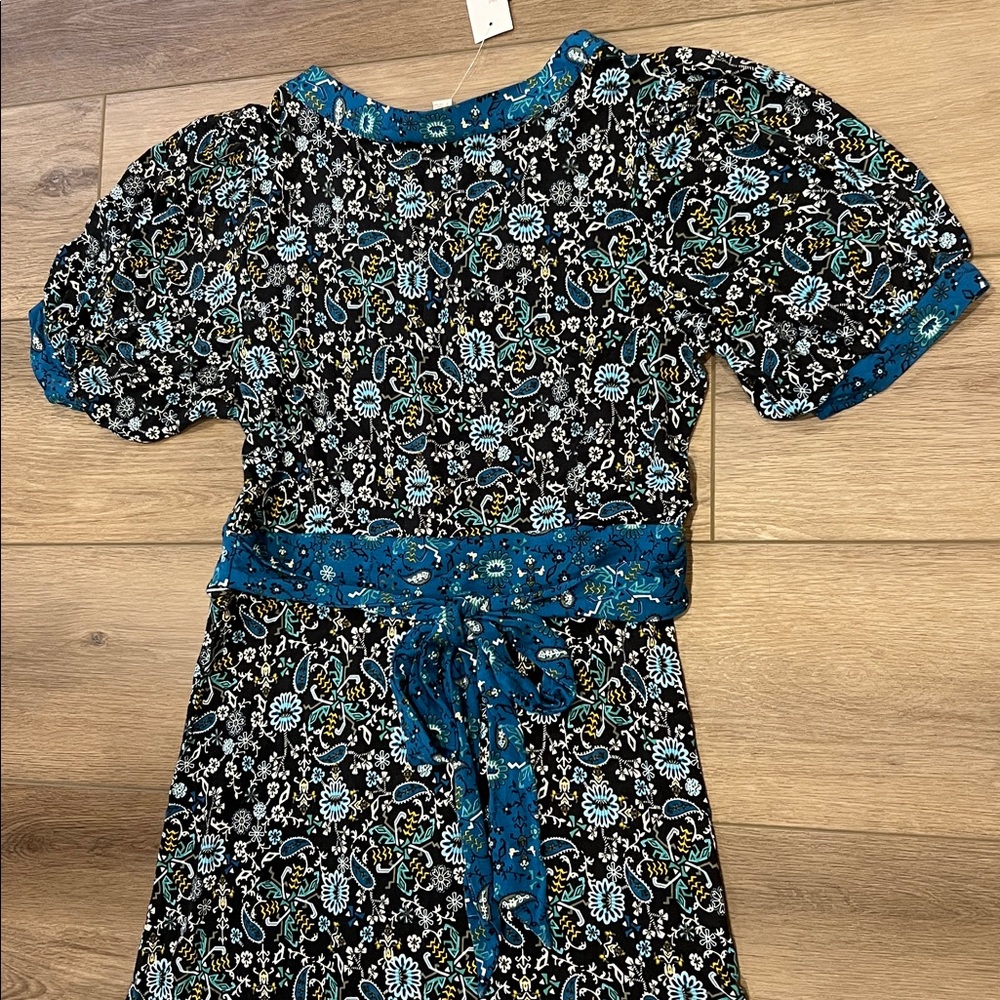 NWT LOFT Boho Patterned Dress w/ Puff Sleeves Cottagecore Size Small Paisley - Picture 12 of 14